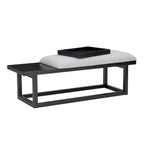 Aliza Grey Upholstered Solid Wood Bench with Tray