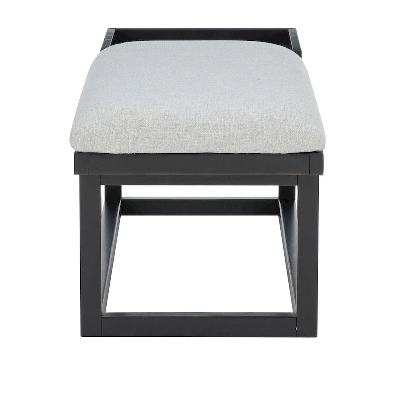 Aliza Grey Upholstered Solid Wood Bench with Tray