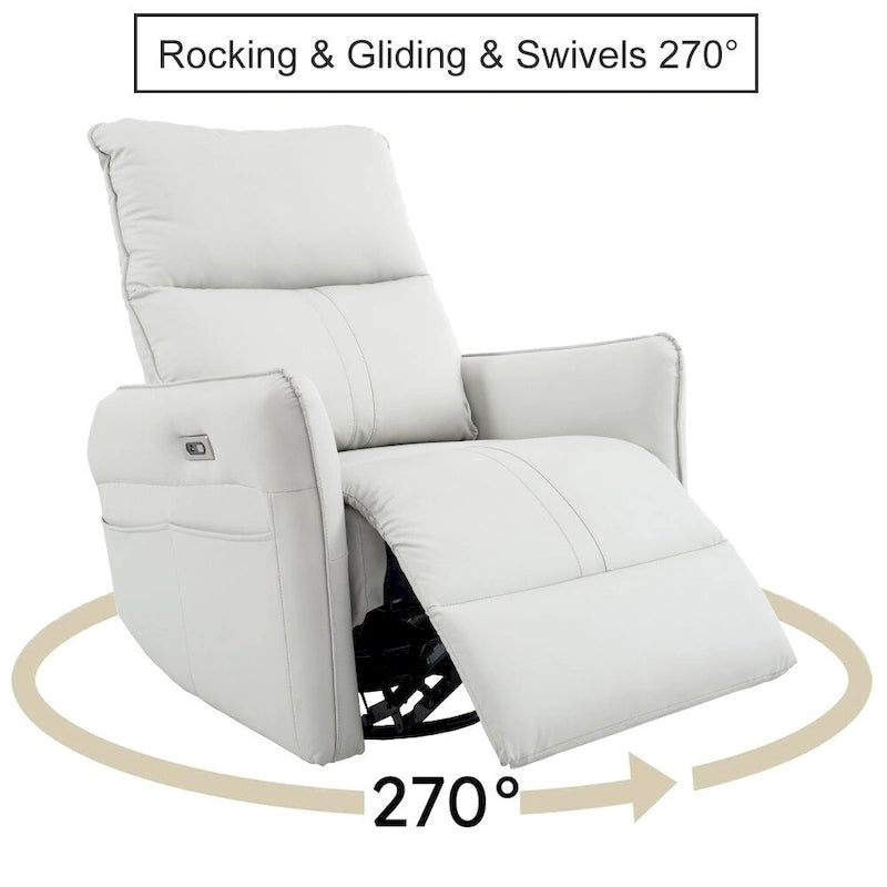 270 Power Swivel Rocker Recliner Chair, Electric Glider Reclining Sofa with USB Ports, Rocking Chair Nursery Recliners