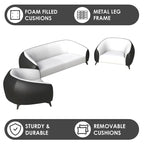 3-Piece Sofa Set Upholstered PU Leather with Solid Wood Frame and Steel Legs Opula Series by LeisureMod