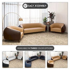3-Piece Sofa Set Upholstered PU Leather with Solid Wood Frame and Steel Legs Opula Series by LeisureMod