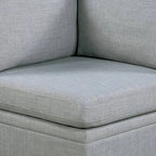 Gimy 37 Inch Modular Corner Sofa Chair, Light Gray Dorris Fabric, Wood