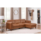 Hydeline Maui Top Grain Leather Sofa Chaise With Feather, Memory Foam and Springs