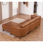 Hydeline Maui Top Grain Leather Sofa Chaise With Feather, Memory Foam and Springs