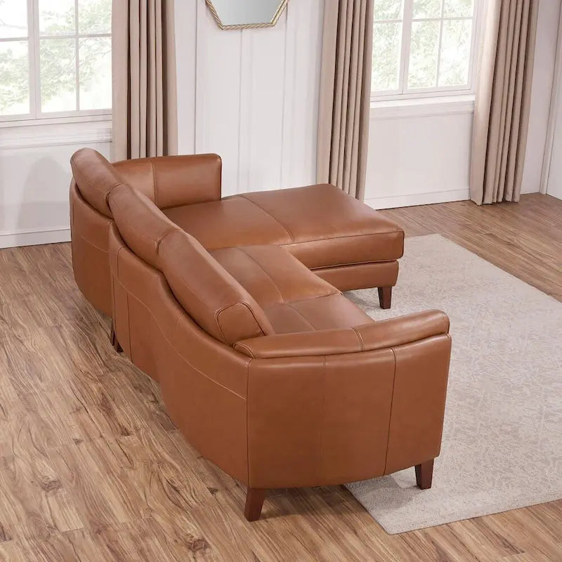 Hydeline Maui Top Grain Leather Sofa Chaise With Feather, Memory Foam and Springs