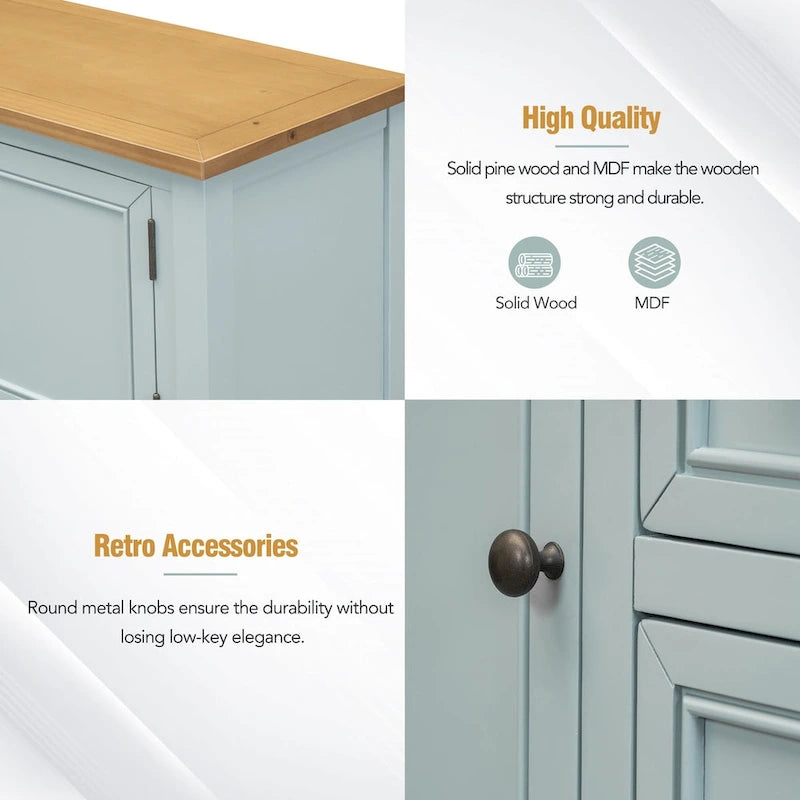 Vintage Console Table with Four Small Drawers and Bottom Shelf