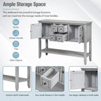 Vintage Console Table with Four Small Drawers and Bottom Shelf