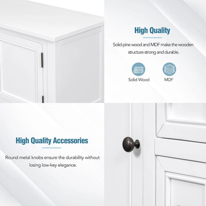 Vintage Console Table with Four Small Drawers and Bottom Shelf