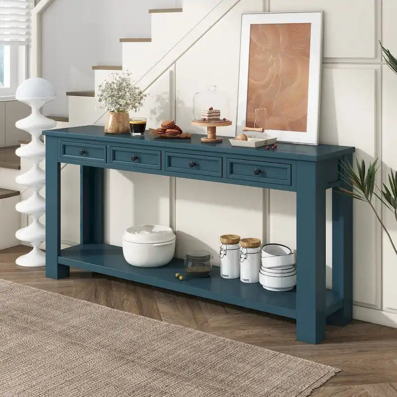 Nestfair Entryway Console Table Sofa Table with Storage Drawers and Bottom Shelf