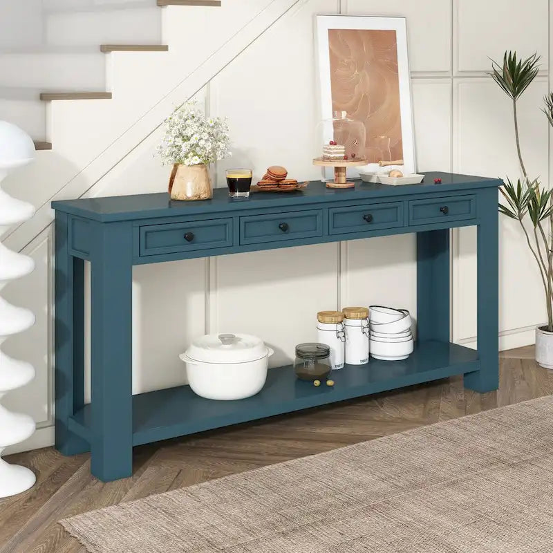Nestfair Entryway Console Table Sofa Table with Storage Drawers and Bottom Shelf