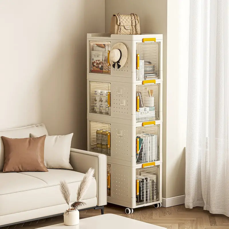 4-Tier Rolling Storage bookcase with Wheels