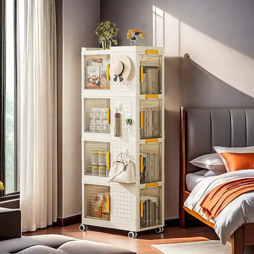 4-Tier Rolling Storage bookcase with Wheels
