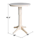 30 Round Top Pedestal Bar Height Table with 2 Madrid Stools - Unfinished - 3 Piece Set