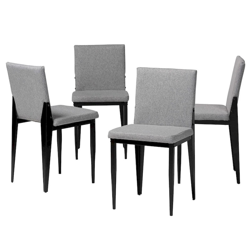 Bishop Industrial Fabric and Metal 4-Piece Dining Chair Set
