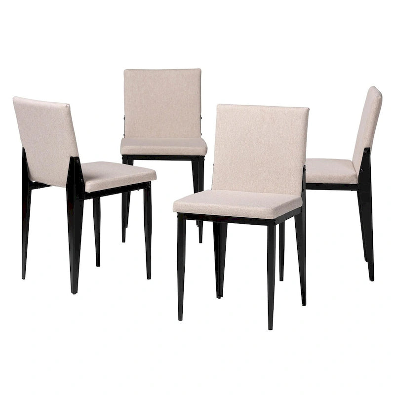 Bishop Industrial Fabric and Metal 4-Piece Dining Chair Set