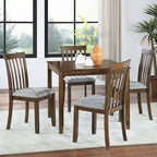 5 Piece Modern Dining Set, Square Wooden Dining Table with 4 Upholstered Chairs for Kitchen, Dining Room