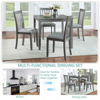 5 Piece Modern Dining Set, Square Wooden Dining Table with 4 Upholstered Chairs for Kitchen, Dining Room