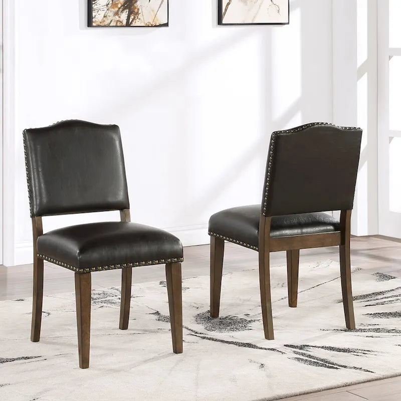 Dallas Brown Faux Leather Dining Chair with Nail Heads - by Greyson Living
