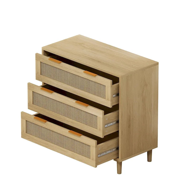 Rattan Storage Cabinet with Three Rattan Drawer