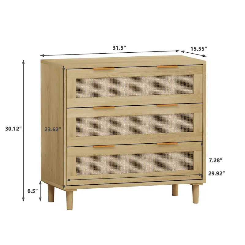 Rattan Storage Cabinet with Three Rattan Drawer