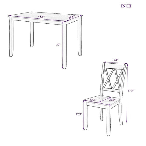 5-Piece Dining Table Set with Chairs, Home Kitchen Table Set