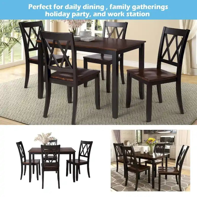 5-Piece Dining Table Set with Chairs, Home Kitchen Table Set