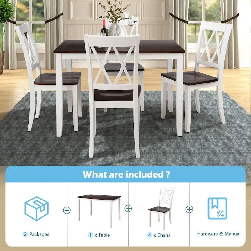 5-Piece Dining Table Set with Chairs, Home Kitchen Table Set