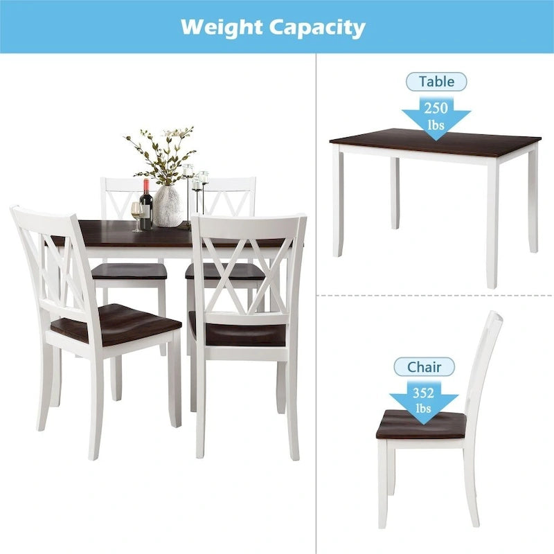 5-Piece Dining Table Set with Chairs, Home Kitchen Table Set