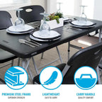 Lifetime 4-Foot Fold-In-Half Adjustable Table, Black (Light Commercial)