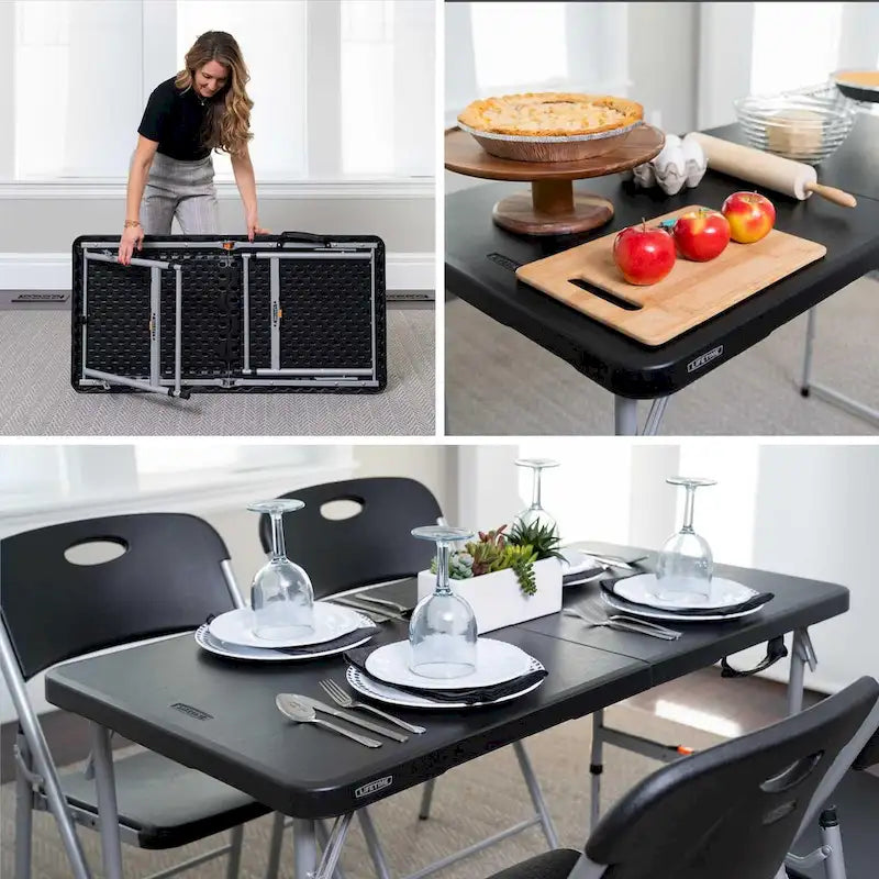 Lifetime 4-Foot Fold-In-Half Adjustable Table, Black (Light Commercial)