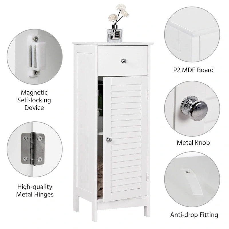 Yaheetech Bathroom Free Standing Storage Floor Cabinet with Drawers