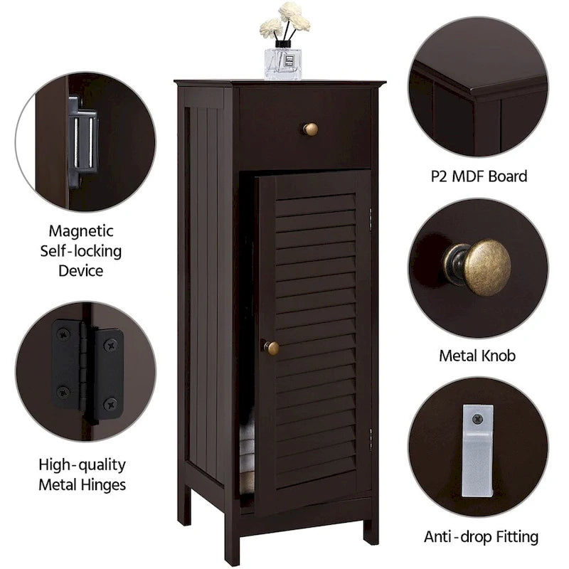 Yaheetech Bathroom Free Standing Storage Floor Cabinet with Drawers