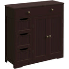 Yaheetech Bathroom Storage Cabinet Free-Standing Floor Cabinet With 4 Drawers and 2 Doors - N/A
