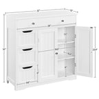 Yaheetech Bathroom Storage Cabinet Free-Standing Floor Cabinet With 4 Drawers and 2 Doors - N/A