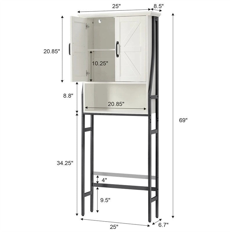 Over the Toilet Storage Cabinet - 8.5D x 25W x 69H