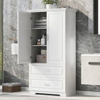 Tall Bathroom Storage Cabinet with 2 Doors, 2 Drawers & Adjustable Shelf