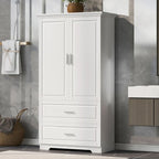 Tall Bathroom Storage Cabinet with 2 Doors, 2 Drawers & Adjustable Shelf