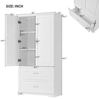 Tall Bathroom Storage Cabinet with 2 Doors, 2 Drawers & Adjustable Shelf