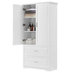 Tall Bathroom Storage Cabinet with 2 Doors, 2 Drawers & Adjustable Shelf