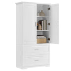 Tall Bathroom Storage Cabinet with 2 Doors, 2 Drawers & Adjustable Shelf