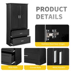 Tall Bathroom Storage Cabinet with 2 Doors, 2 Drawers & Adjustable Shelf