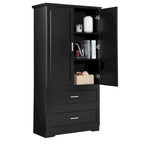 Tall Bathroom Storage Cabinet with 2 Doors, 2 Drawers & Adjustable Shelf