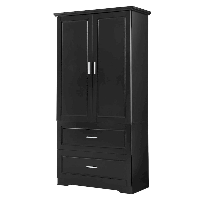 Tall Bathroom Storage Cabinet with 2 Doors, 2 Drawers & Adjustable Shelf