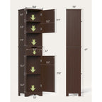 Freestanding Narrow Tall Bathroom Storage Cabinet with Adjustable Shelves, Door and Open Shelves