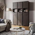 Freestanding Narrow Tall Bathroom Storage Cabinet with Adjustable Shelves, Door and Open Shelves