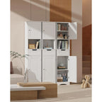 Freestanding Narrow Tall Bathroom Storage Cabinet with Adjustable Shelves, Door and Open Shelves