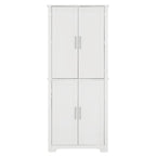 67 Tall MDF 4-door Bathroom Storage Cabinet with Adjustable Shelves - 28 X 67