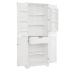 67 Tall MDF 4-door Bathroom Storage Cabinet with Adjustable Shelves - 28 X 67