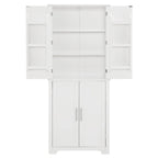 67 Tall MDF 4-door Bathroom Storage Cabinet with Adjustable Shelves - 28 X 67