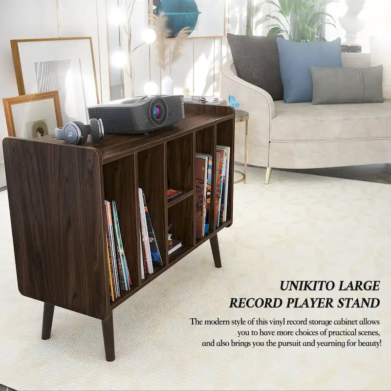 Record Player Stand with Power Outlet and USB Ports, Vinyl Record Storage Table,Vinyl Holder Display Shelf